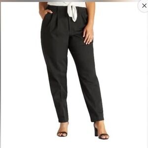 Lee Women Plus Size 28 Black Pleated Relaxed Stretch Dress Pants UPC 08362255606